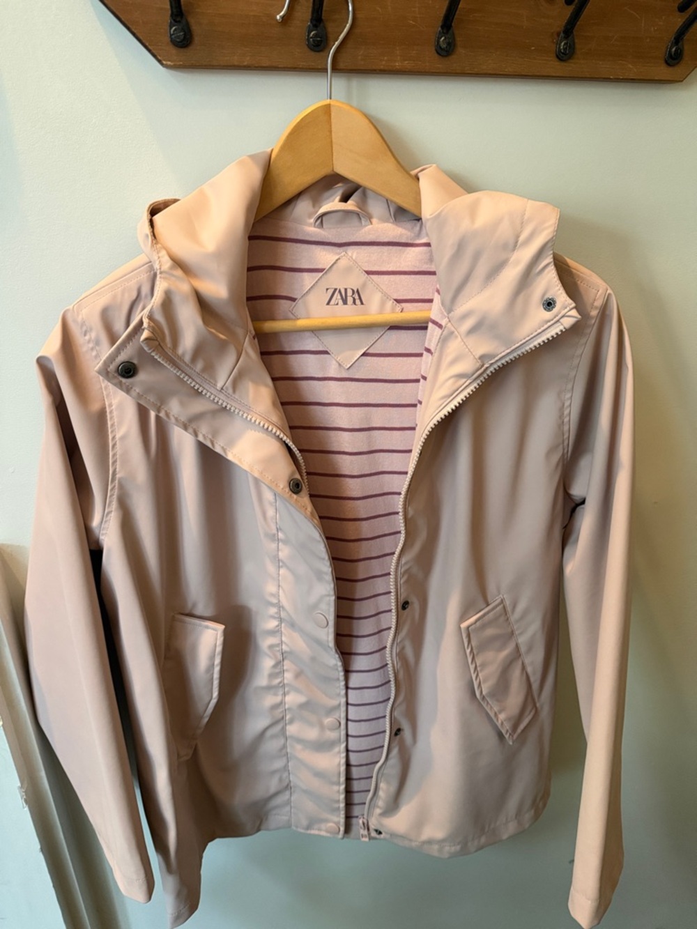 Zara Pale Blush Hooded Jacket